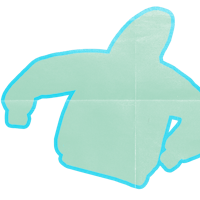 a green hoodie with a blue outline